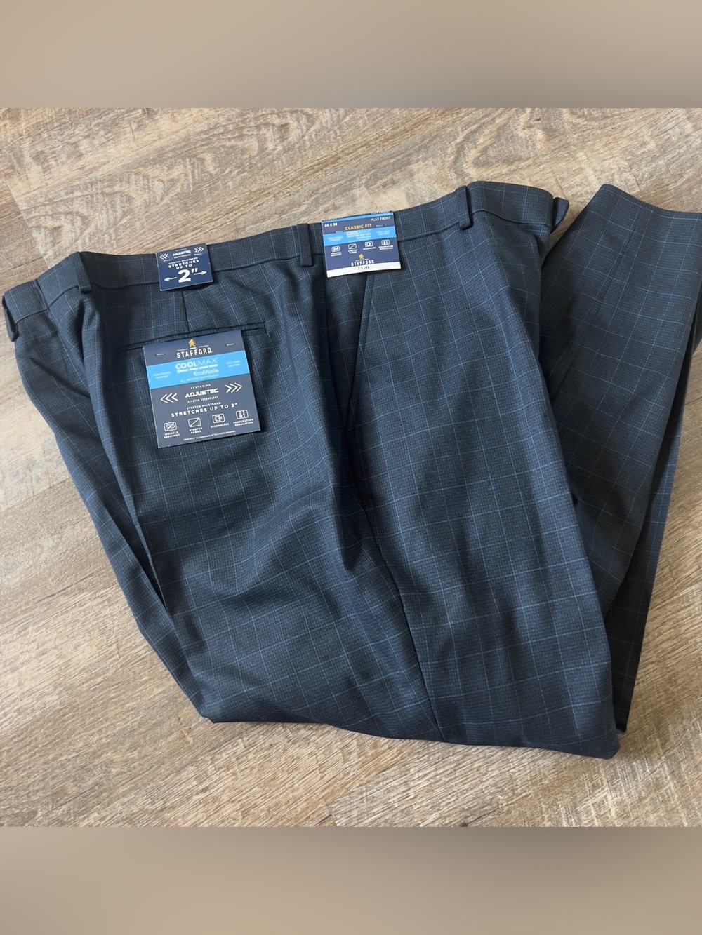 Stafford Coolmax All Season Ecomade Classic Fit Flat Front Suit Pant-Size 44x30